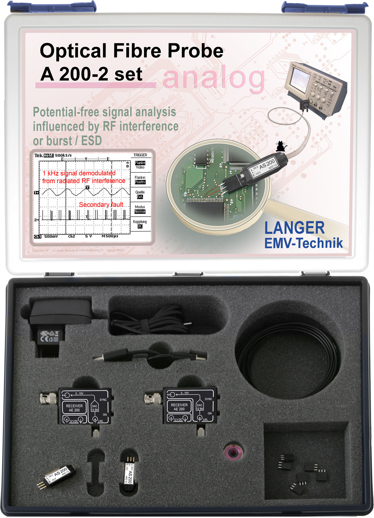 A200-2 set, Tastkopf 2-kanalig, 500 kHz