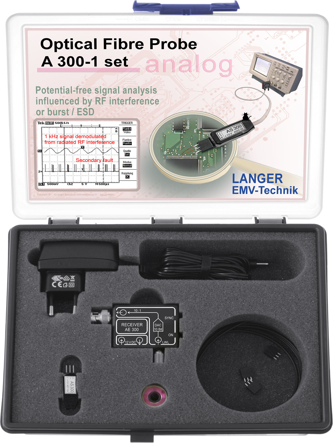 A300-1 set, Optical Fiber Probe 1-channel, 5 MHz