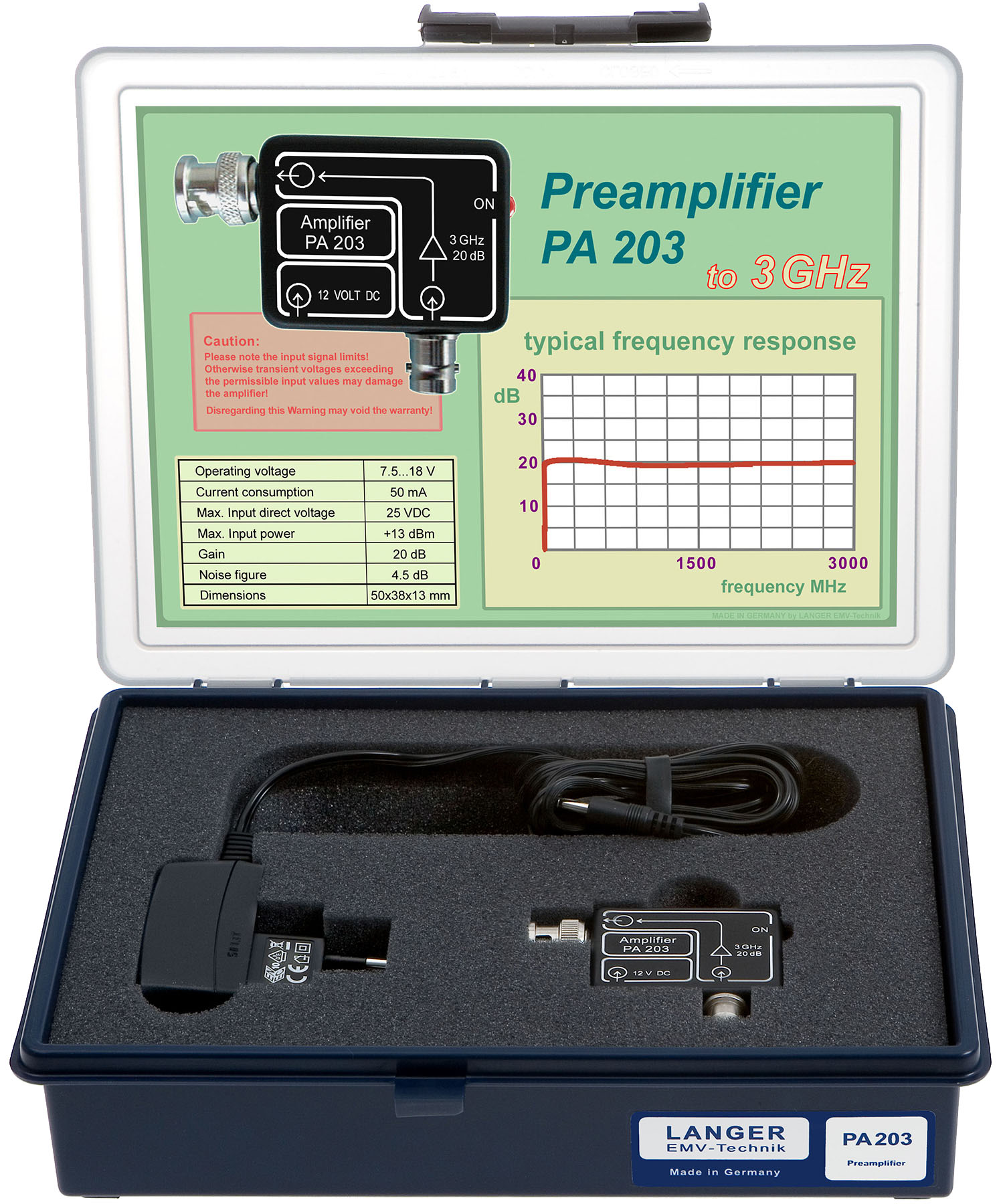 PA 203 BNC set, Preamplifier 100 kHz up to 3 GHz