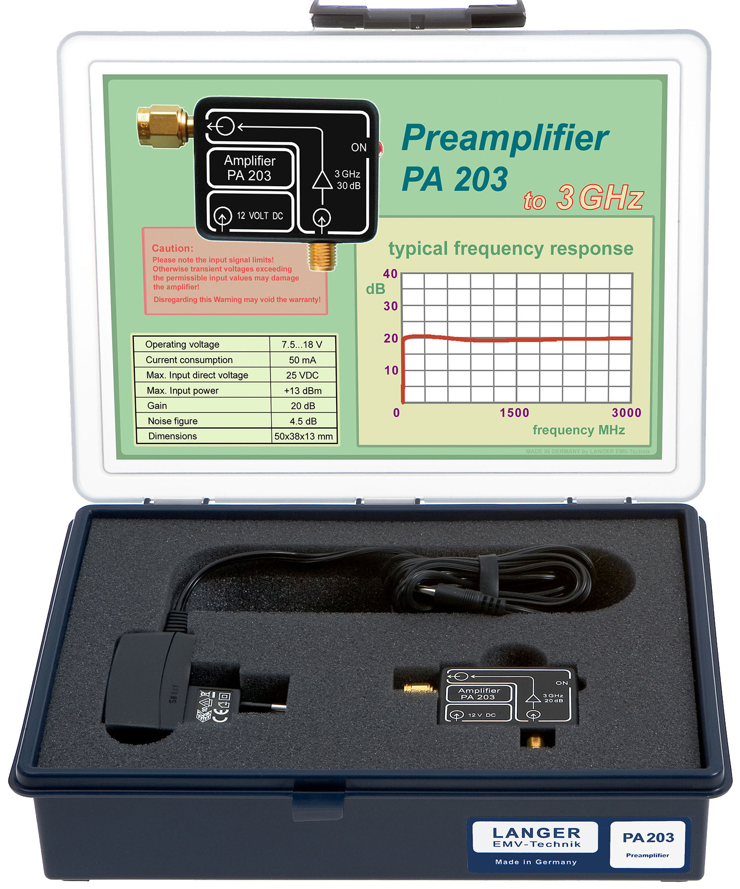 PA 203 SMA set, Preamplifier 100 kHz up to 3 GHz