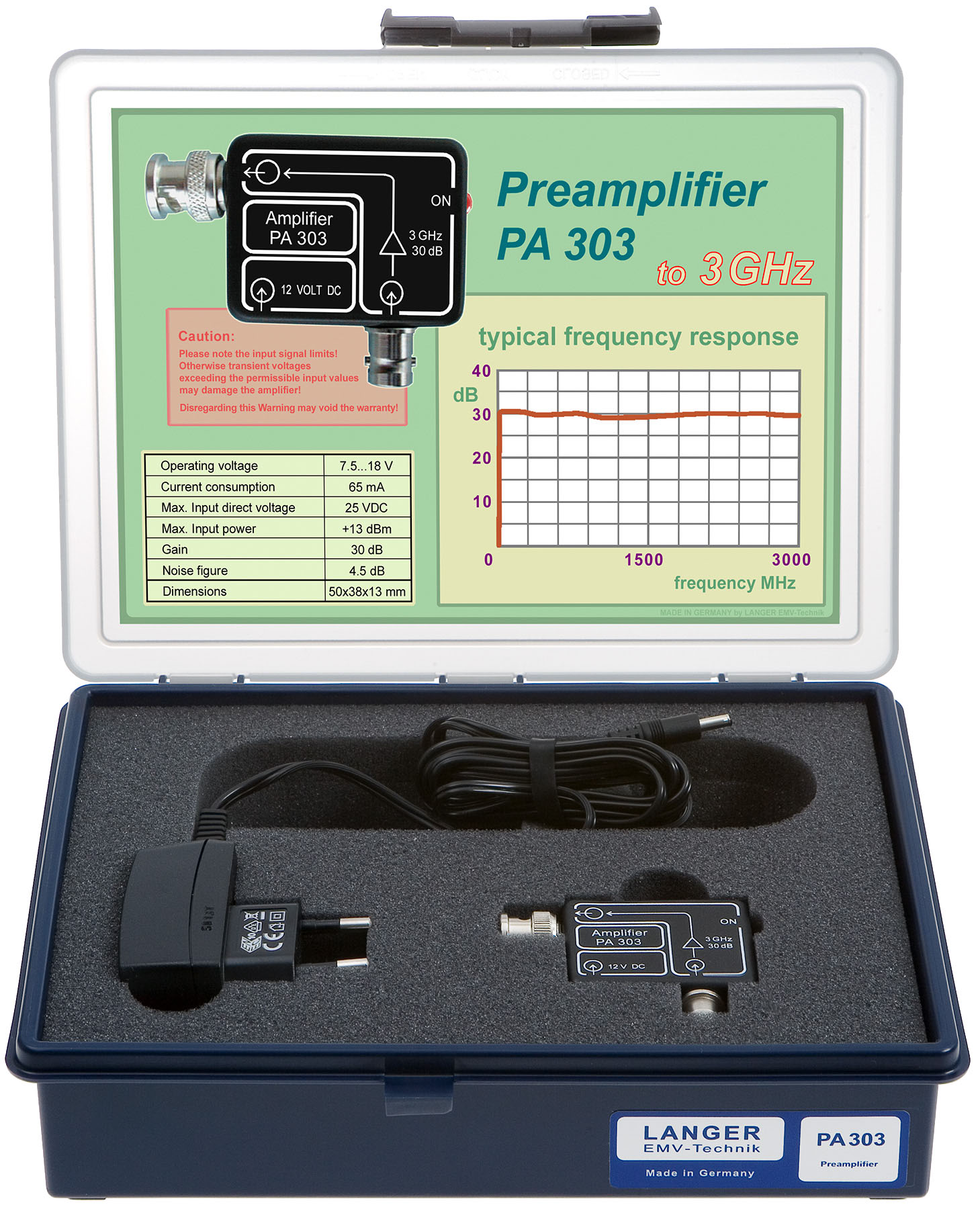 PA 303 BNC set, Preamplifier 100 kHz up to 3 GHz