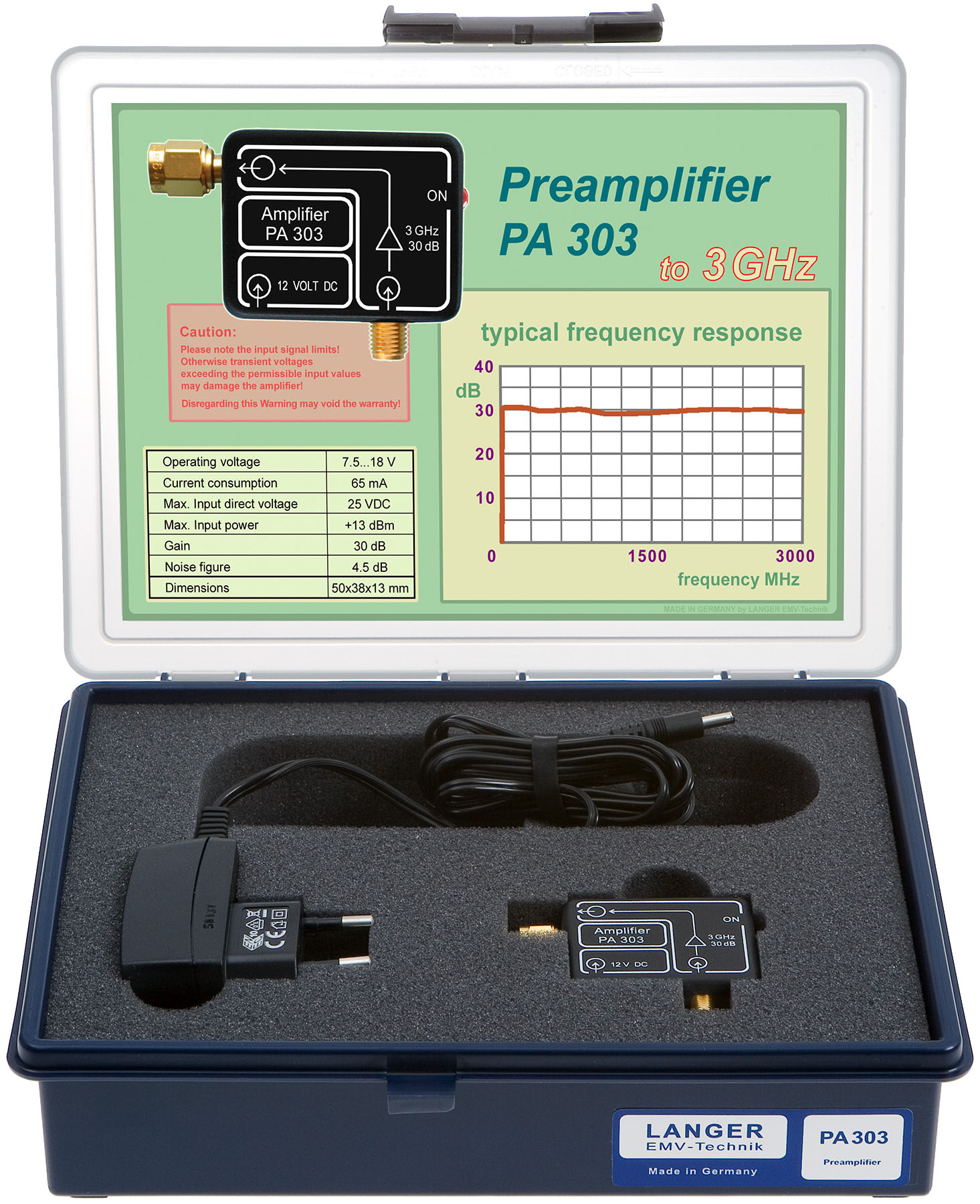 PA 303 SMA set, Vorverstärker 100 kHz bis 3 GHz